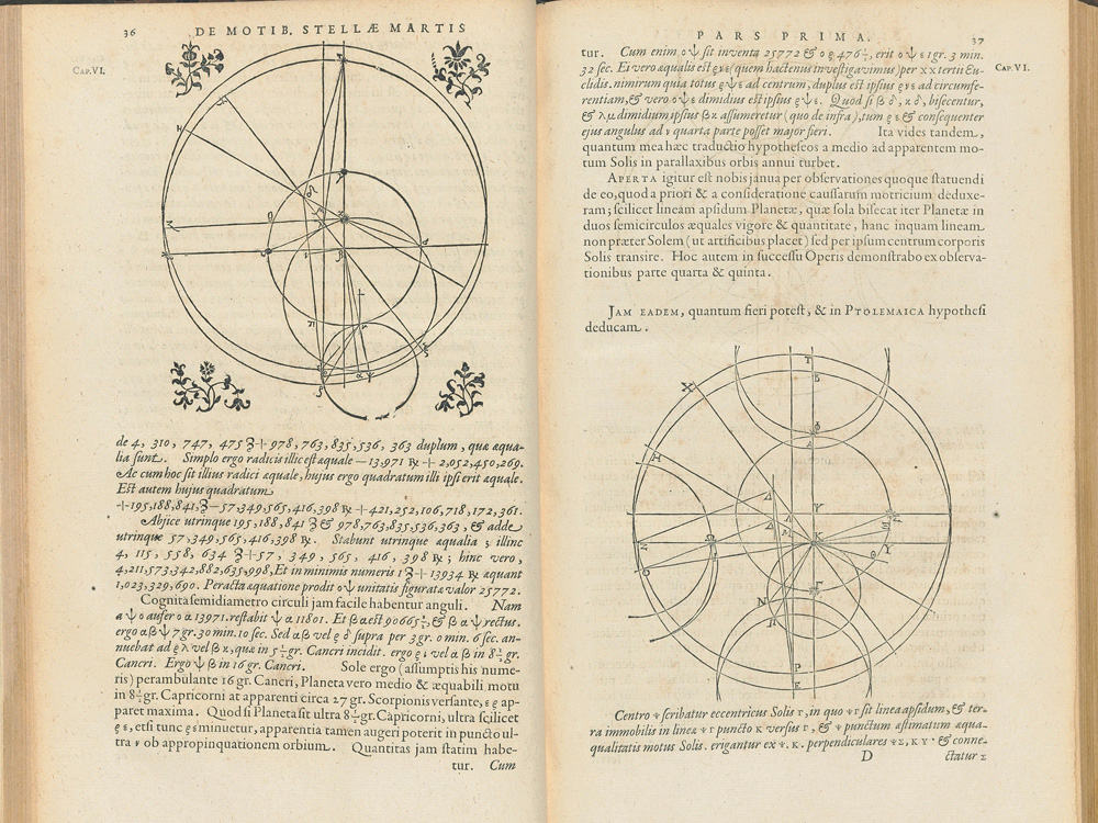 Páginas de 'Astronomia Nova', de 1609, de Johannes Kepler