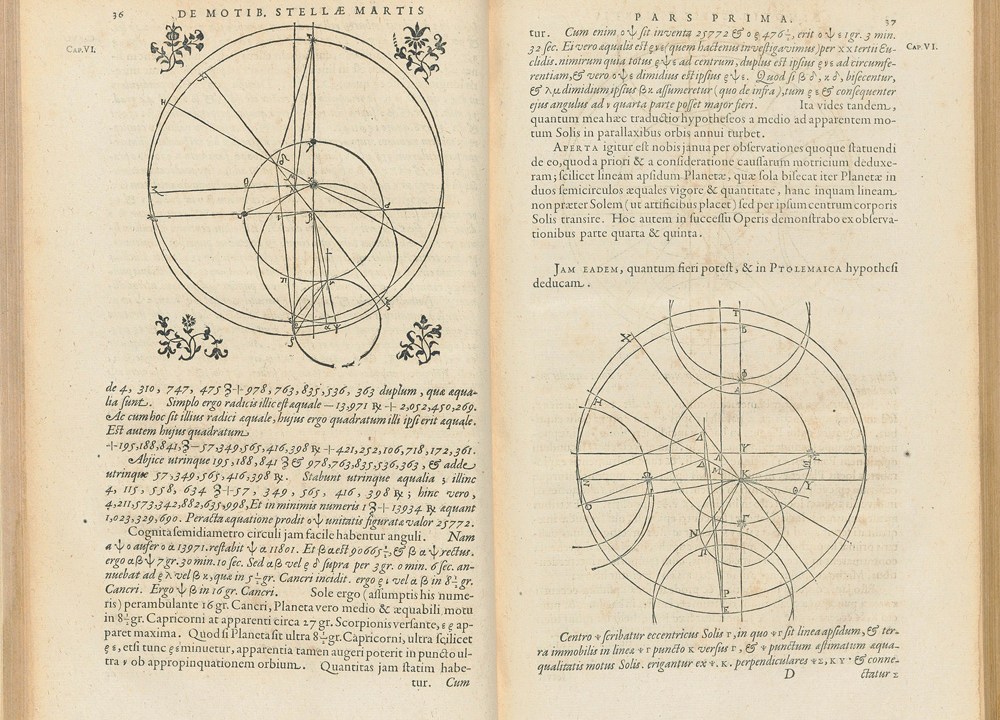 Páginas de 'Astronomia Nova', de 1609, de Johannes Kepler