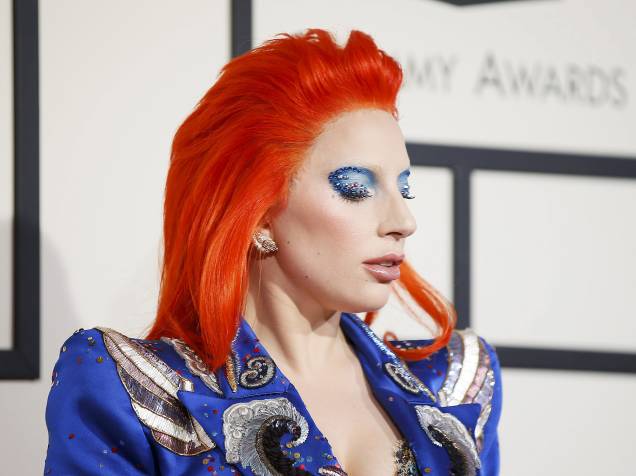 Lady Gaga durante a 58ª edição do Grammy, premiação que elege os melhores da música internacional, que acontece nesta segunda-feira (15)