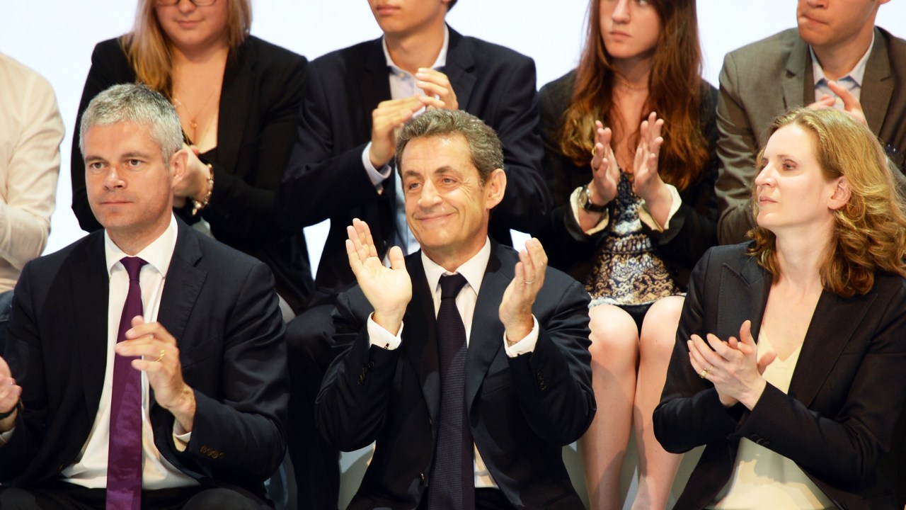 Laurent Wauquiez, Nicolas Sarkozy e Nathalie Kosciusko- Morizet no Congresso dos Republicanos