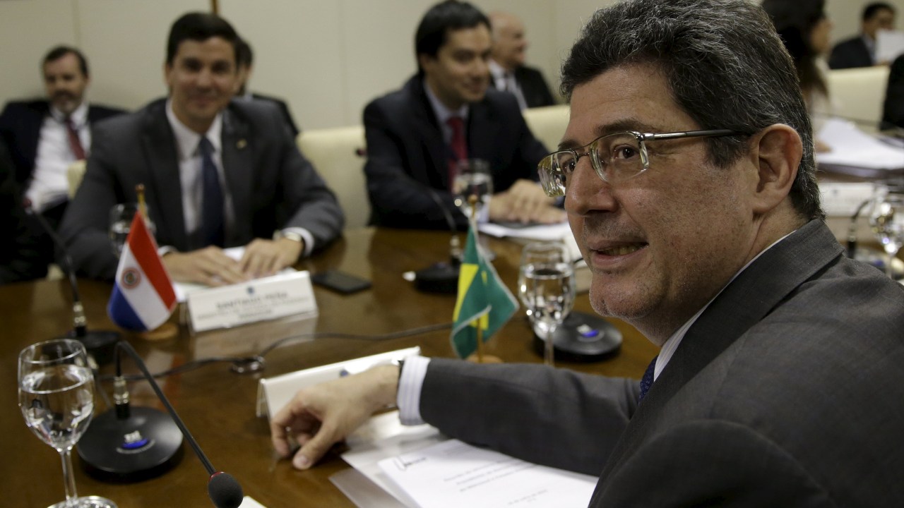 O ministro da Fazenda Joaquim Levy em encontro com ministros do Mercosul na quinta-feira, em Brasília