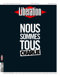 O jornal francês Libération estampou a frase Somos todos Charlie na capa desta quinta-feira