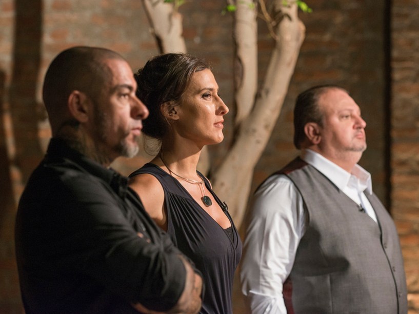 Os chefs Erick Jacquin, Paola Carosella e Henrique Fogaça, do programa Masterchef Brasil