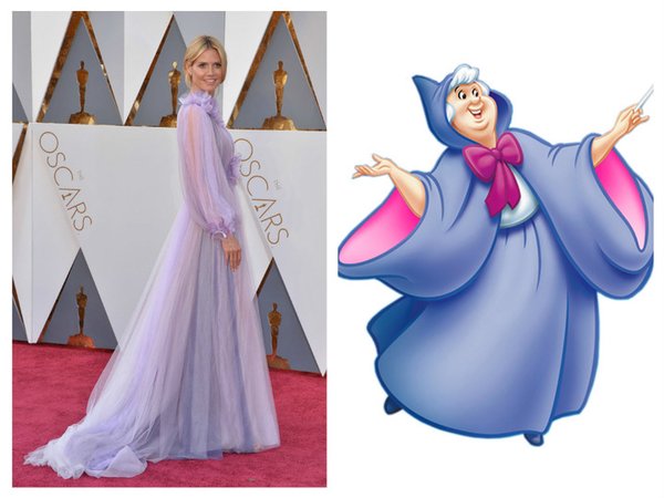 Roupa usada pela modelo Heidi Klum no Oscar 2016 foi comparada à da fada-madrinha, personagem de conto de fadas