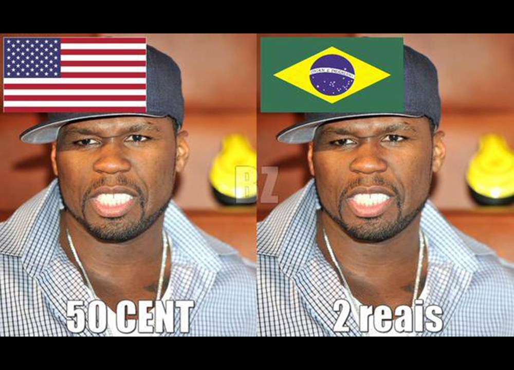 Nem o rapper americano 50 Cent (cinquenta centavos de dólar, na tradução para o português) escapou da criatividade dos internautas