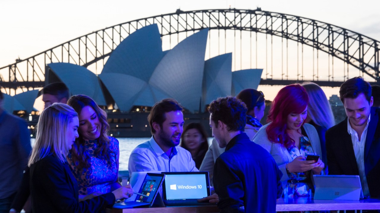 Lançamento do Windows 10 em Sidney, na Austrália, nesta quarta-feira (19). O novo sistema operacional da Microsoft é lançado simultaneamente em 190 países.