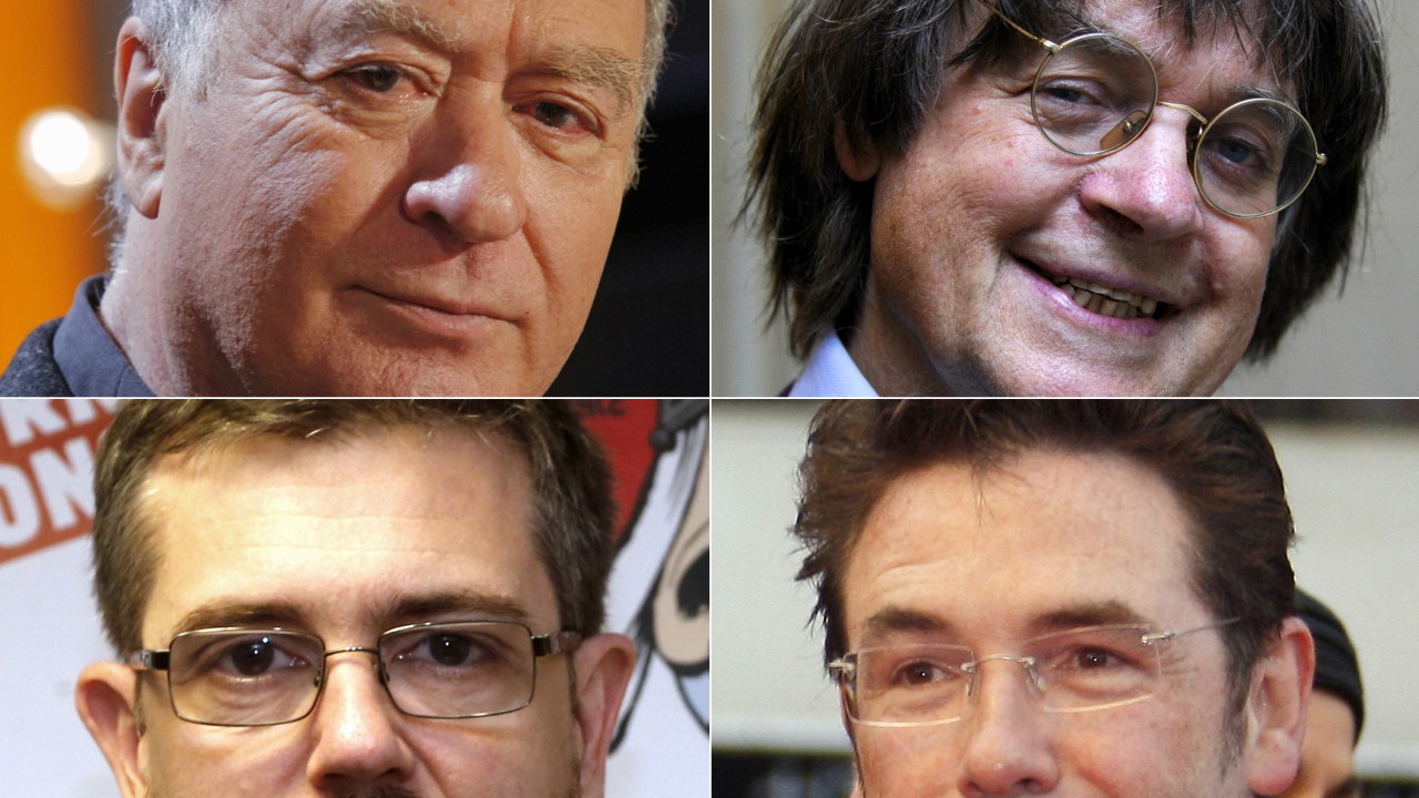 Os principais cartunistas da revista satírica francesa "Charles Hebdo", Georges Wolinski, Jean Cabut, Charb e Tignous, mortos no atentado à redação
