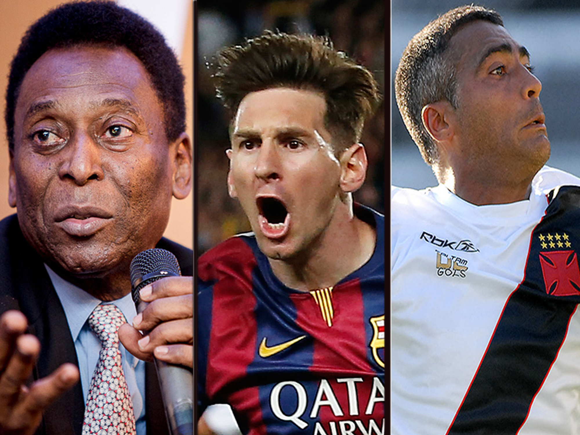 Os artilheiros do futebol mundial: Pelé, Messi e Romário