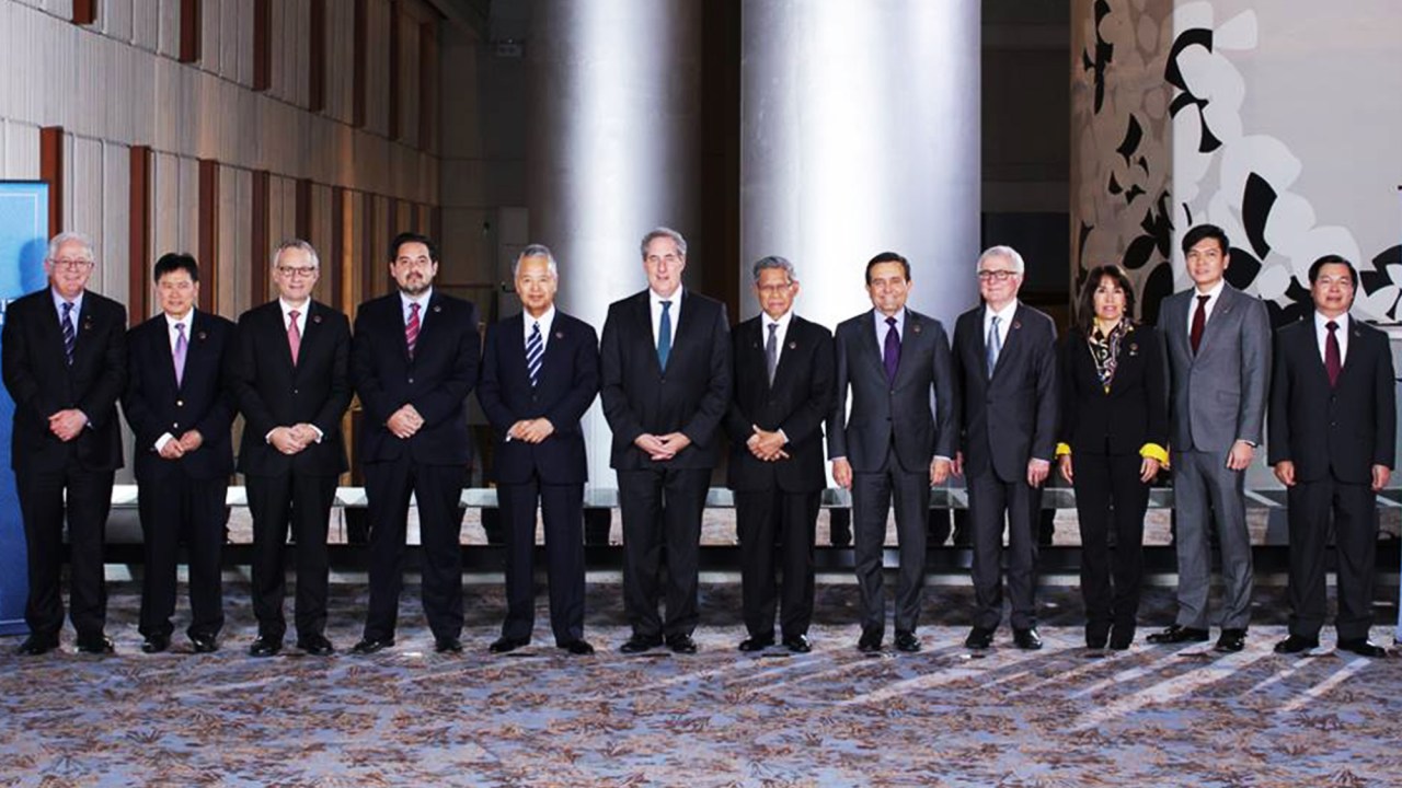 Ministros dos países do Pacífico reunidos em Atlanta para selar um acordo de livre comércio, a Parceria Transpacífica