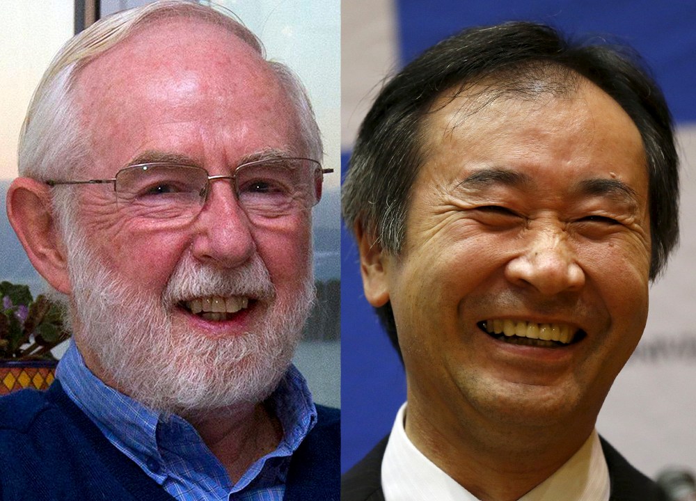 O canadense Arthur B. MacDonald e o japonês Takaaki Kajita, vencedores do Prêmio Nobel de Física de 2015