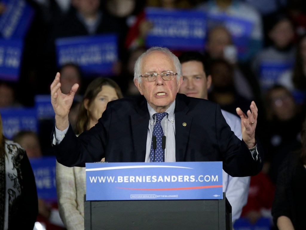O candidato democrata à presidência dos Estados Unidos, Bernie Sanders durante evento de campanha em Des Moines, Iowa - 01/02/2016
