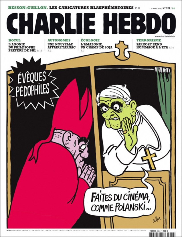 Charge da revista Charlie Hebdo sobre pedofilia na Igreja Católica