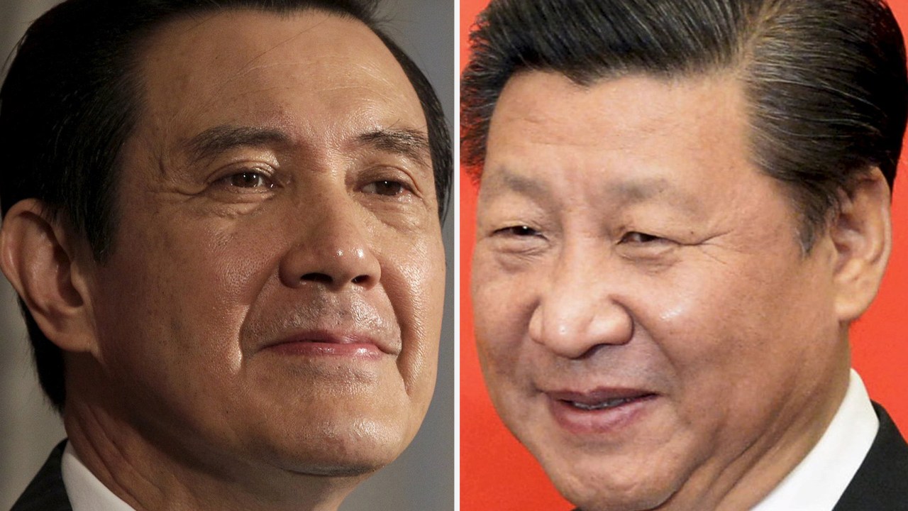 O presidente de Taiwan, Ma Ying-jeou e seu colega chinês, Xi Jinping