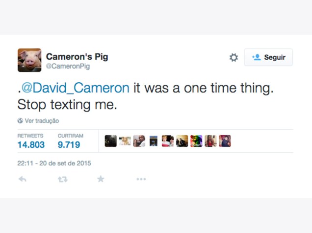 "Foi só uma vez, Cameron. Pare de me mandar mensagens"