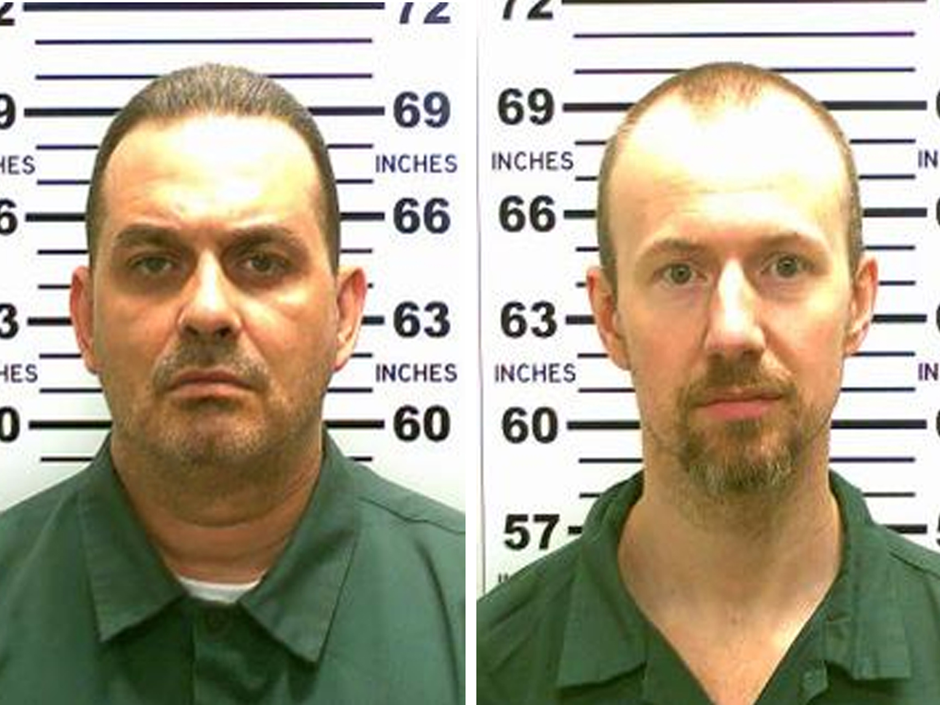 Os assassinos condenados Richard Matt (à esq.) e David Sweat, fugitivos da prisão de segurança máxima do estado de Nova York (EUA)