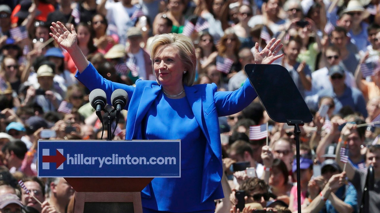 Hillary Clinton lança oficialmente sua campanha de pré-candidatura à presidência dos Estados Unidos em um grande comício em Nova York - 13/06/2015