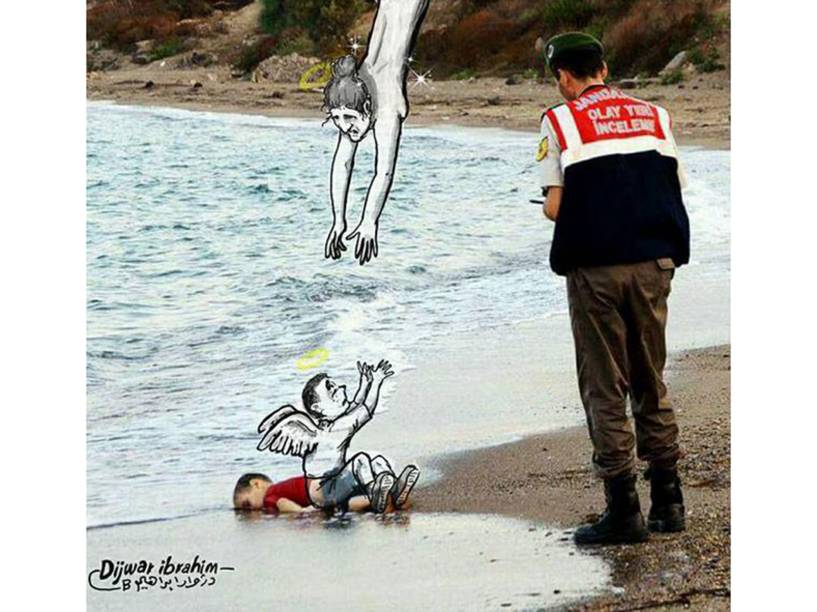 Ilustrações homenageiam o menino refugiado Aylan Kurdi, encontrado morto em praia na Turquia