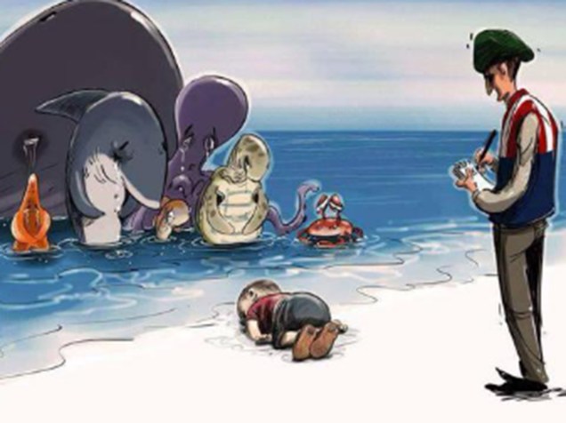 Ilustrações homenageiam o menino refugiado Aylan Kurdi, encontrado morto em praia na Turquia