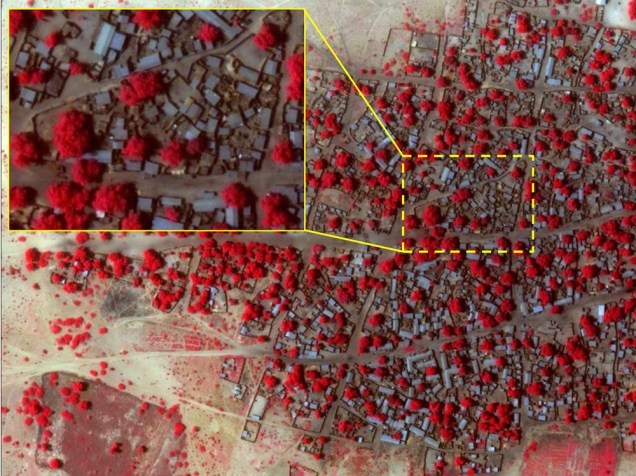 Imagem de satélite da vila Doro Baga, na Nigéria, no dia 02 de janeiro de 2015