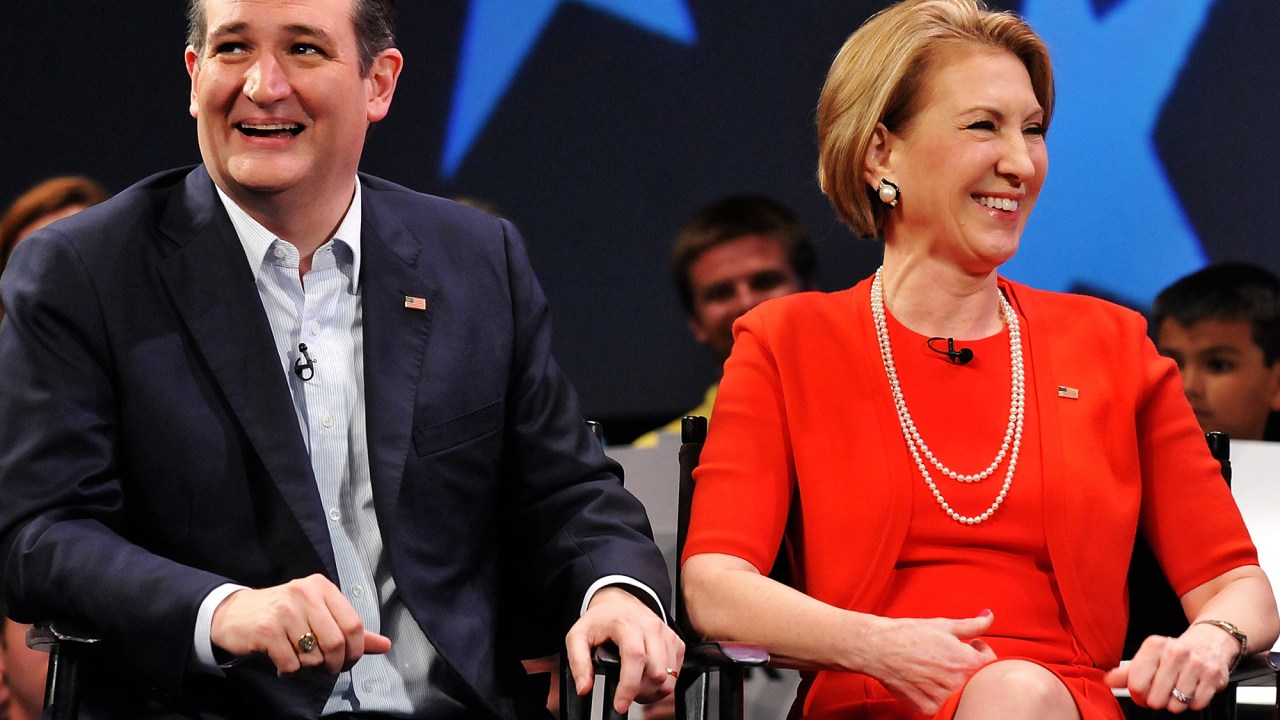 O candidato republicano à presidência dos EUA, Ted Cruz, e a ex-candidata Carly Fiorina, em Orlando, na Flórida - 11/03/2016