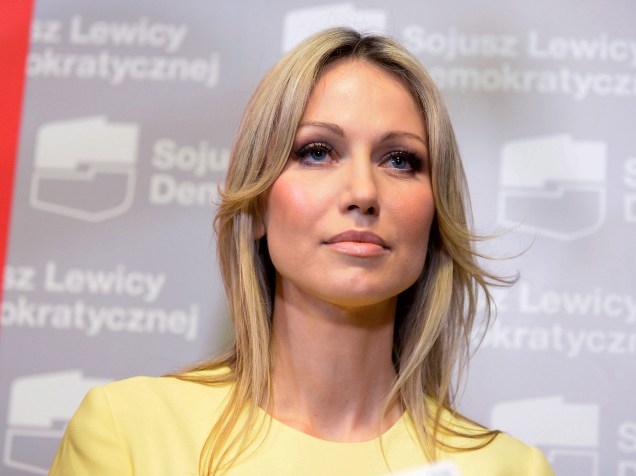 Magdalena Ogorek, candidata à presidência pela Aliança Esquerda Democrática (SLD), durante conferência de imprensa em Varsóvia, capital polonesa