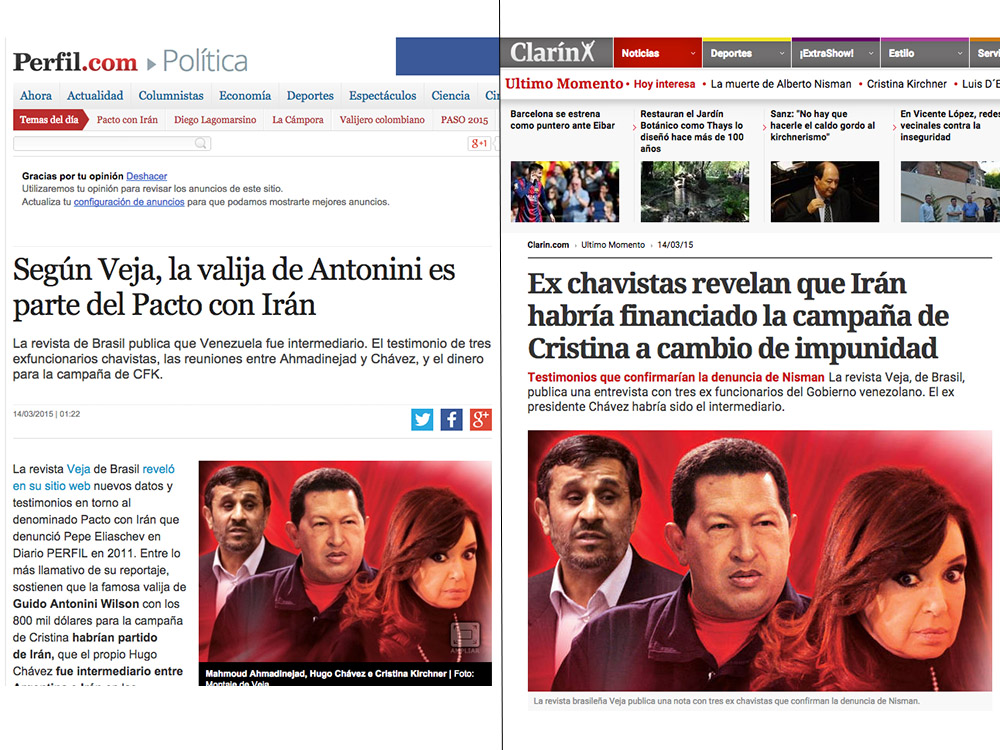 Sites da revista Perfil e do jornal Clarín repercutem reportagem de VEJA com revelações de três ex-funcionários do governo venezuelano