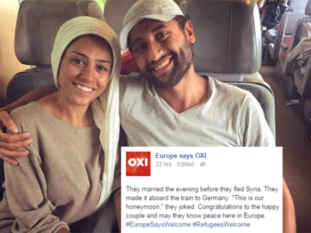 Eles se casaram um dia antes de fugir da Síria, e celebram a lua de mel na tentativa de chegar à Alemanha