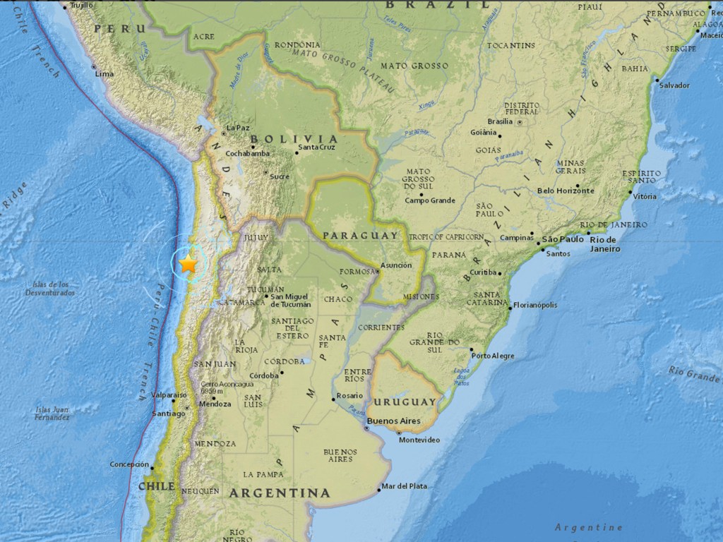 Terremoto de magnitude 6,2 é registrado no norte do Chile