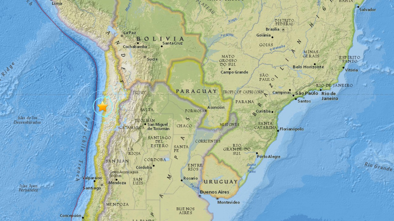 Terremoto de magnitude 6,2 é registrado no norte do Chile