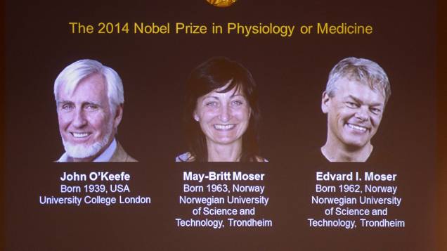Os pesquisadores John OKeefe, May-Britt Moser and Edvard I Moser foram agraciados pelo Nobel de Medicina de 2014