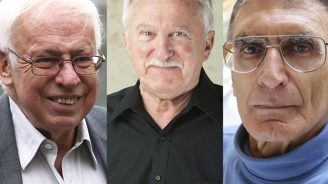 Tomas Lindahl, Paul Modrich e Aziz Sancar (esq. para a dir.), que receberam o Prêmio Nobel de Química na quarta-feira (7)