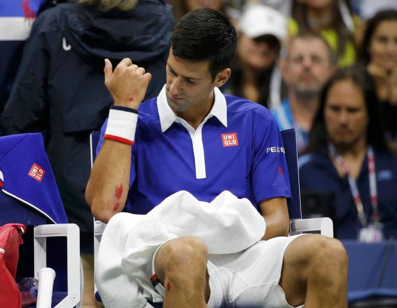 Novak Djokovic durante a final do US Open em Nova Iorque