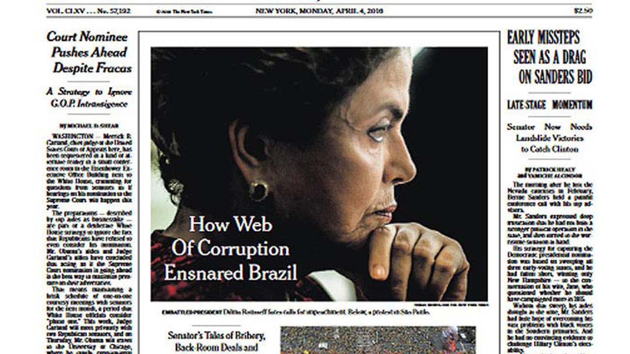 Presidente Dilma Rousseff na capa do jornal The New York Times