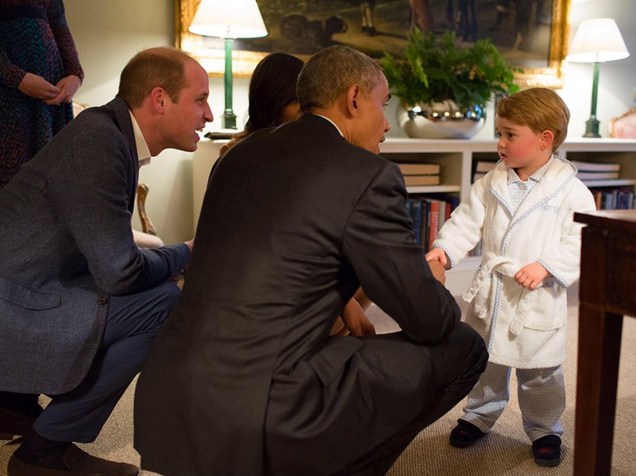 Presidente dos Estados Unidos Barack Obama conhece o pequeno Príncipe George, filho do Príncipe William e da Princesa Kate, Duque e Duquesa de Cambridge - 22/04/2016