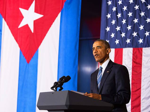 Presidente americano Barack Obama, em encontro com empresários em Havana, na tarde desta segunda-feira (21). Este é o terceiro dia de visitas de Obama à Cuba