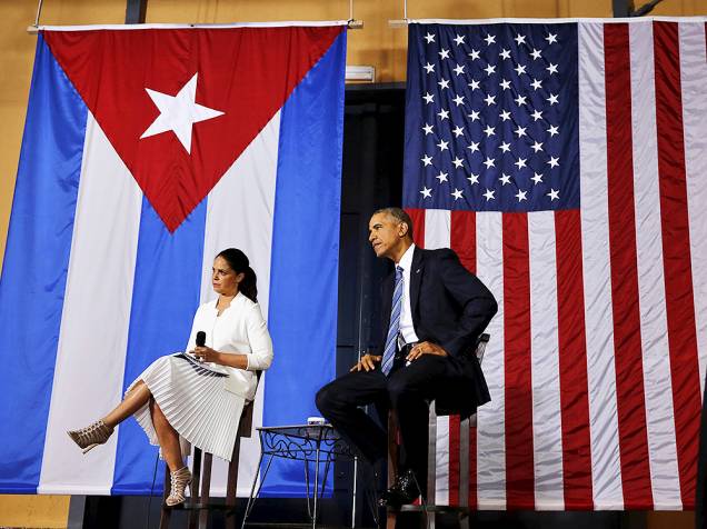 Presidente americano Barack Obama, em encontro com empresários em Havana, na tarde desta segunda-feira (21). Este é o terceiro dia de visitas de Obama à Cuba