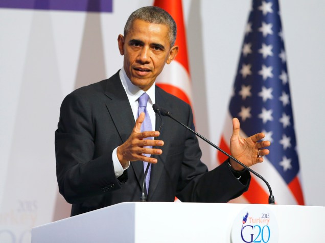 O presidente dos Estados Unidos, Barack Obama, fala durante conferência do G20 em Ancara, na Turquia - 16/11/2015