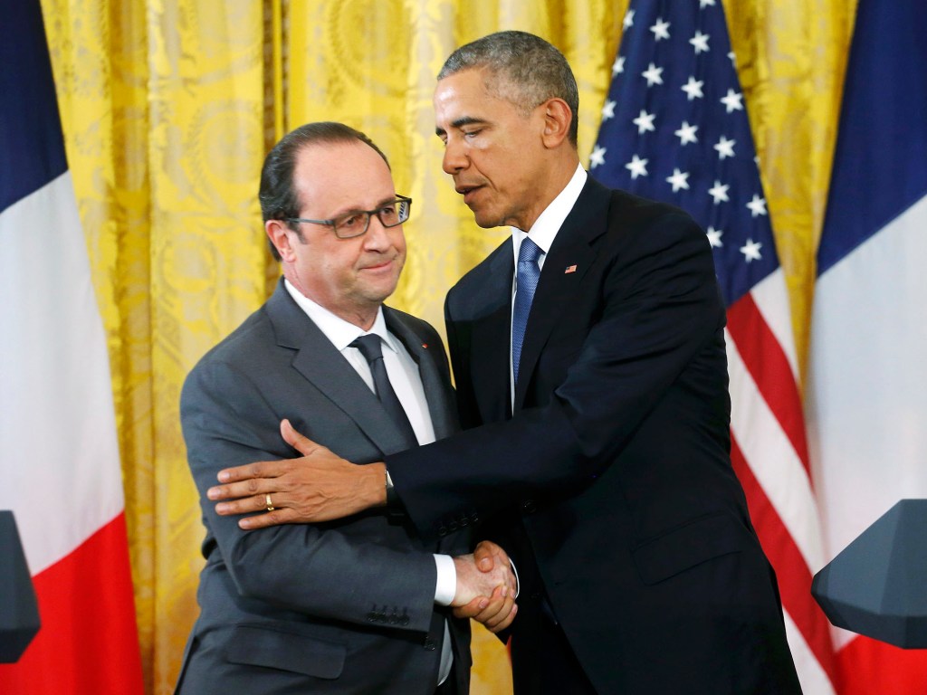 Os presidentes dos EUA, Barack Obama, e da França, François Hollande, estão reunidos nesta terça-feira (24) na Casa Branca em Washington (EUA)
