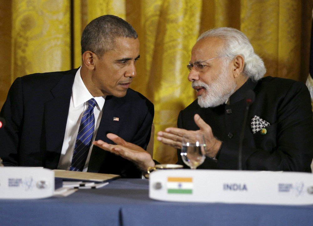 O presidente americano Barack Obama e o premiê indiano Narendra Modi, na Cúpula Nuclear, em Washington