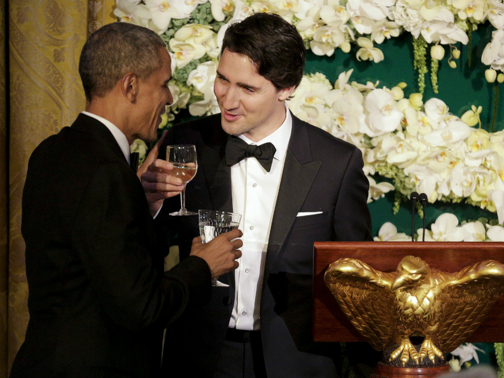 O presidente americano Barack Obama recebe o premiê canadense Justin Trudeau na Casa Branca