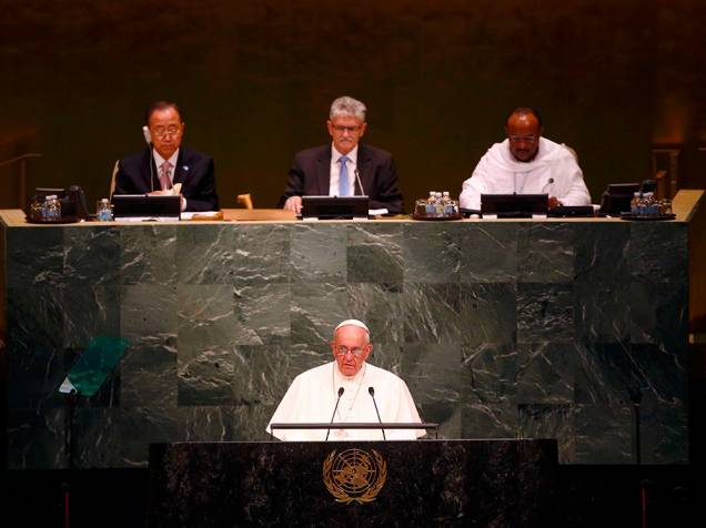 Papa Francisco durante discurso na ONU, em 25/09/2015