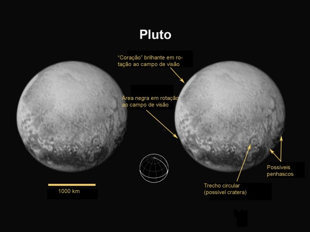<p>Os astrônomos da Nasa identificaram o polo norte, equador e meridiano central de Plutão</p>