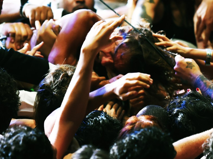 O cantor Iggy Pop, foi uma das atrações do festival Popload em São Paulo, nesta sexta-feira (16)