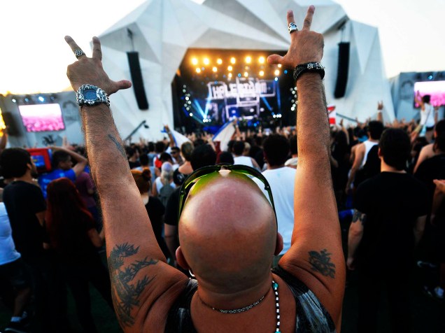 Público durante a apresentação da banda Halestorm no quarto dia do Rock in Rio 2015