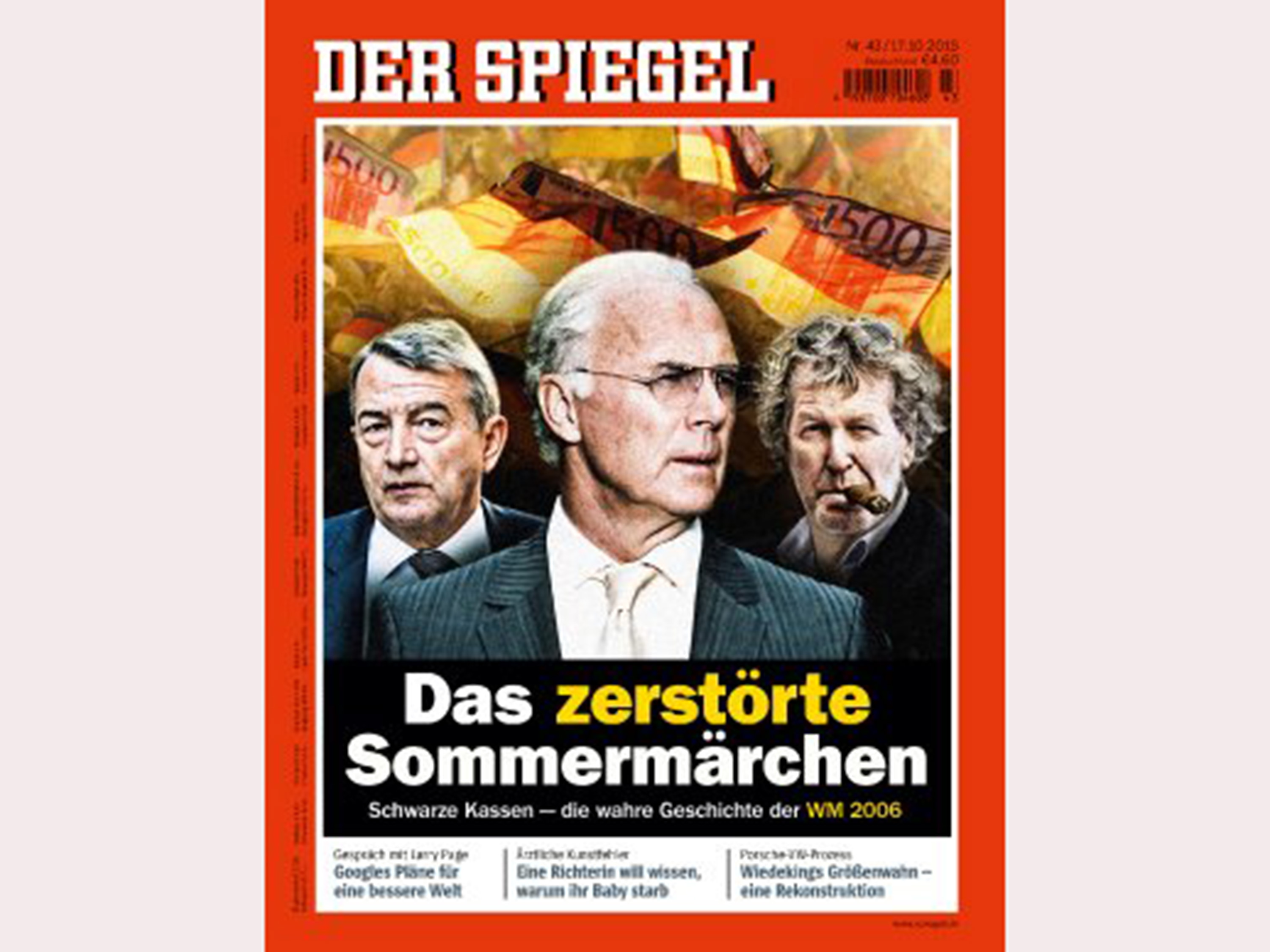 Documentos obtidos pela revista Der Spiegel mostram que o comitê organizador da Copa de 2006, presidido por Beckenbauer, teria pago 10,3 milhões de francos suíços em troca de votos em favor de sua candidatura