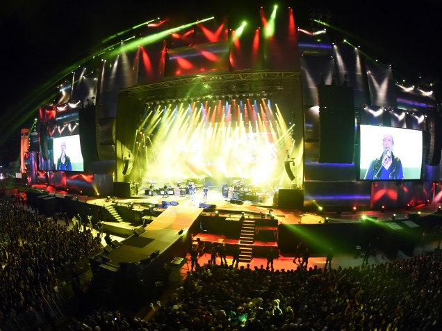 Vista do Palco Mundo a partir da tirolesa durante apresentação de Erasmo Carlos no show 30 Anos de Rock in Rio