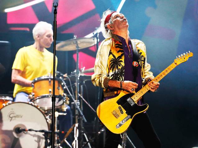  O guitarrista Keith Richards, da banda inglesa Rolling Stones, se apresentam no Brasil com a turnê ?Ole? no estádio do Maracanã, no Rio de Janeiro, neste sábado (20)