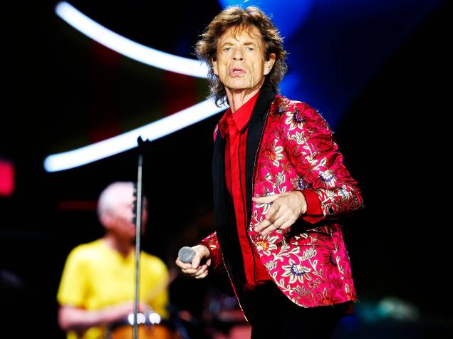 O vocalista Mick Jagger da banda inglesa Rolling Stones, se apresentam no Brasil com a turnê ?Ole? no estádio do Maracanã, no Rio de Janeiro, neste sábado (20)