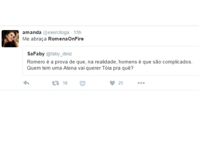 Twitter pegou fogo com a noite de amor de Romero e Atena