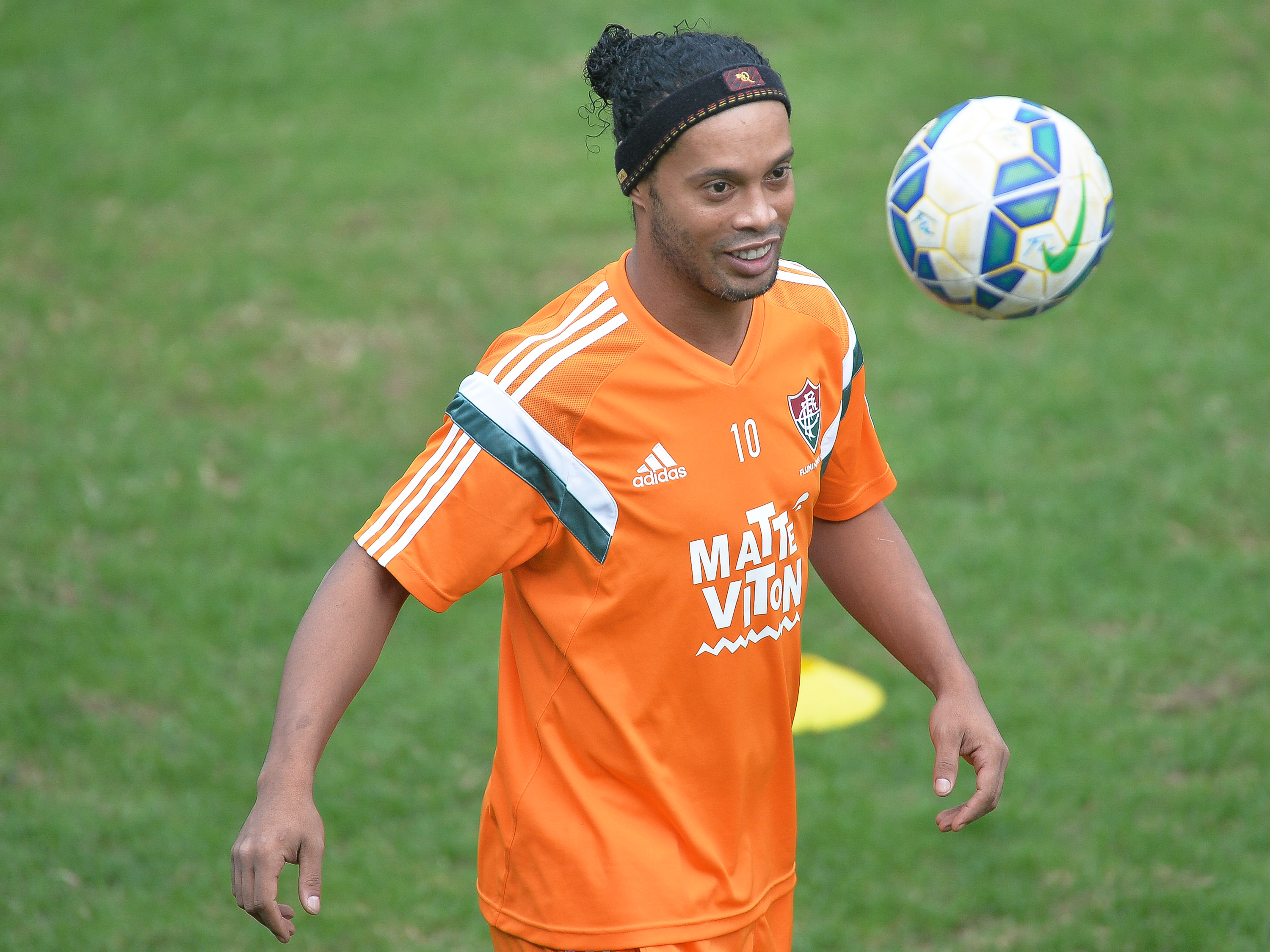 Ronaldinho Gaúcho no treino do Fluminense, no CT das Laranjeiras, no Rio de Janeiro